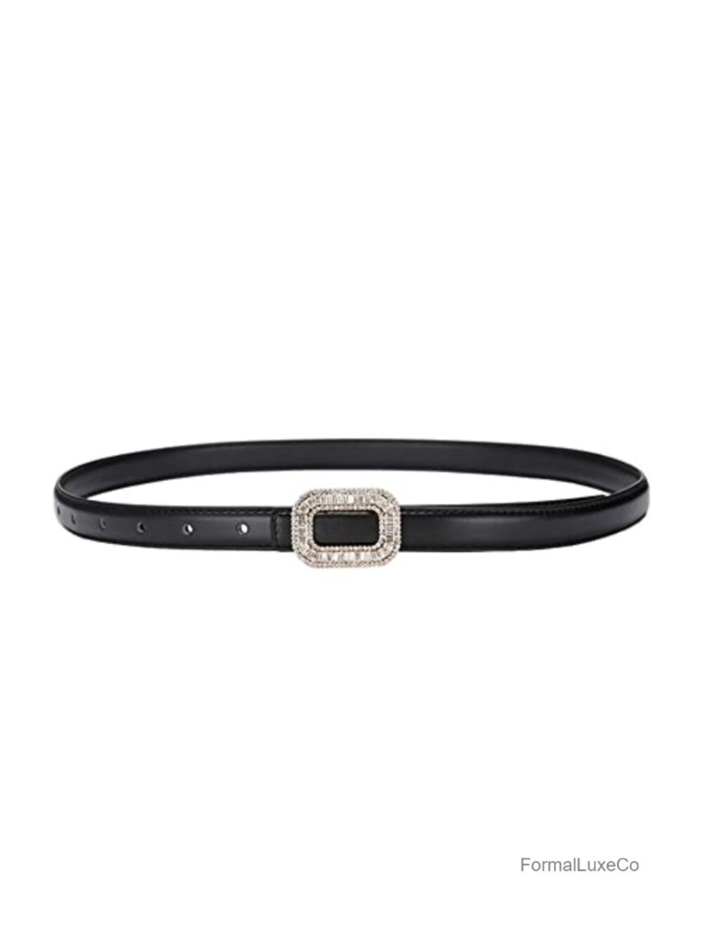 Women Rhinestone Leather Belt with Crystal Diamond Buckle Designer Belts for